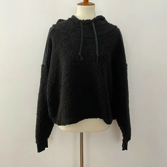 NEW Z By Zella Sheila Fleece Hooded Pullover Sweater Long Sleeve Black XL - Picture 2 of 9